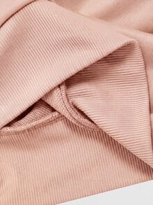SHEIN MOD Sweatshirt Lengan Panjang Kasual Elegan untuk Wanita Ukuran Besar dengan Motif Renda dan Patchwork, Cocok untuk Kencan Malam, Warna Merah, Musim Gugur/Musim Dingin - Berwarna merah muda - View 4