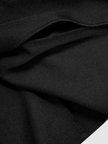 SHEIN MOD Women's Solid Color Long Sleeve Single-Breasted Jacket And Contrast Lace Skirt Elegant Suit Set - Black - View 13