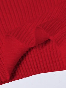SHEIN Tween Girl Light Red Cable Knit Pullover Sweater, Autumn Casual Basic Cool Back-To-School Long Sleeve Round Neck Drop Shoulder Cropped Top, Jumper - Burgundy - View 10