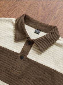 SWAVVY Men's Knitted Fashion Casual Loose Long Sleeve Half-Zip Sweatshirt - Khaki - View 3