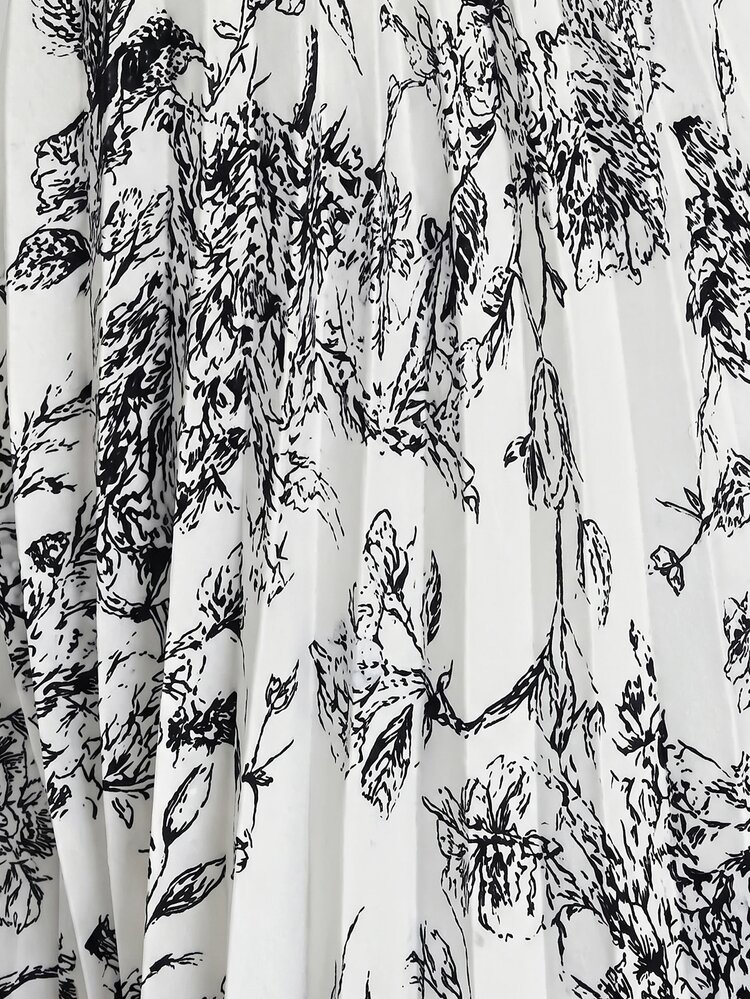 Feyla Women's Spring/Summer Casual Vacation Style Allover Print Pleated Hem Camisole Dress And Cropped Cardigan 2-Piece Set - White - View 8