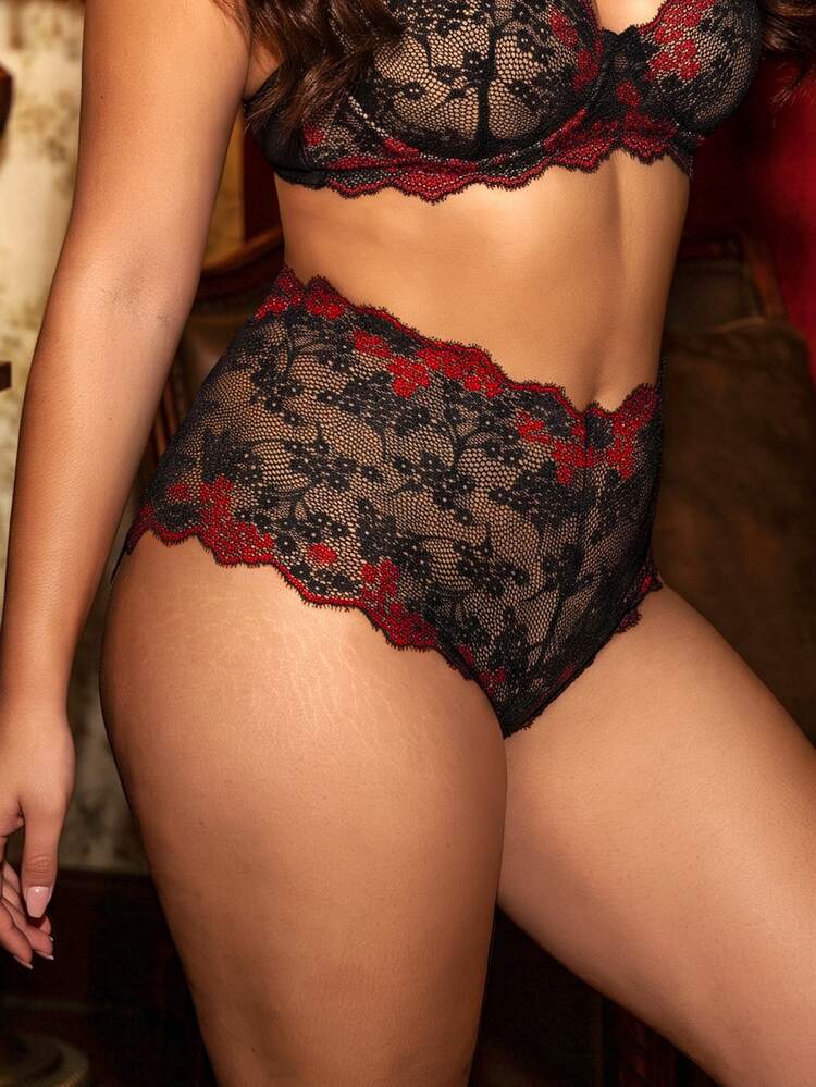 Divavoom 3pcs Lace Plus Size Women's Fashionable Comfortable Panties - Multicolor - View 7