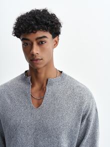 TOKVUE Men's Simple Versatile Long Sleeve Sweater For Daily Wear - Grey - View 1