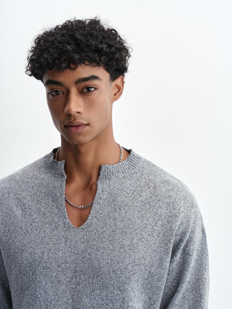 TOKVUE Men's Simple Versatile Long Sleeve Sweater For Daily Wear - Grey - View 1