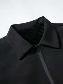 Gym Rark Boyfriend Style Men's Zipper Pocket Long Sleeve Padded Coat, Autumn Sports Outerwear - Black - View 3
