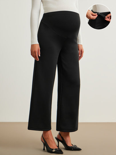Modmama Leggings de moda minimalistas con cintura ajustable para maternidad