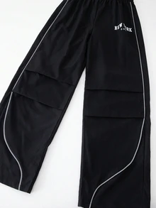 SHEIN 青少年女孩白色黑白上衣與多口袋工裝褲2件套，適合假期、學校、夏季運動與樂團穿著 - 彩色 - 查看 6
