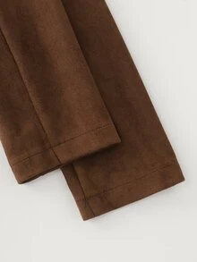 LUMIGAL Women's Coffee Brown Suede Embroidered Long Sleeve Jacket With Lapel - Coffee Brown - View 6