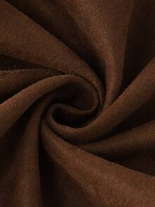 LUMIGAL Women's Coffee Brown Suede Embroidered Long Sleeve Jacket With Lapel - Coffee Brown - View 4
