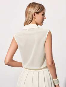 CourtClass CourtClass Vestido de tenis sin mangas con cuello de camisa para mujer - Blanco - Ver 2
