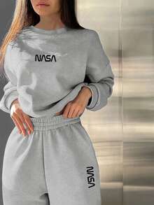 VaVaBold Women's 2 Pieces Graphic Gray Matching Sweat Set - And Comfortable Fall Cloth For Women - Grey - View 6