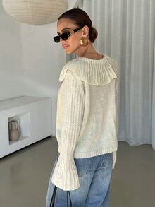 Lavishia Women's Elegant Exquisite Fashion Loose Bell Sleeve Button Front Cardigan - Apricot - View 2
