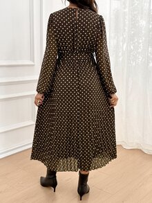 SHEIN Maternity Gentle French 1920 Vintage Elegant Grey Print Long Sleeve Dress Autumn Photoshoot - Brown - View 7