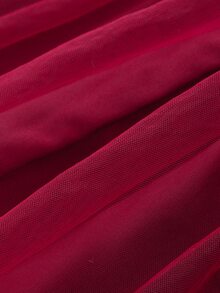 Glamorique Kids Baby Girls' Ruffled Cap Sleeve Ribbed Mesh Round Neck Summer Princess Casual Dress With Belt - Burgundy - View 7