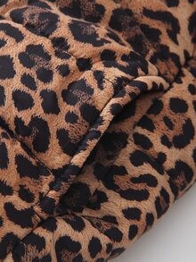 SHEIN Elladie kids 女童連帽豹紋冬季夾克，抓絨內裡加厚，Y2K 西式街頭風，秋冬外套，黑色 - 彩色 - 查看 6