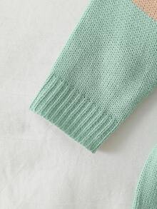 SHEIN Baby Autumn/Winter Cute Striped Round Neck Knit Sweater & Straight Leg Loose Pants 2 Pieces Set, Stylish Outfit For - Multicolor - View 4