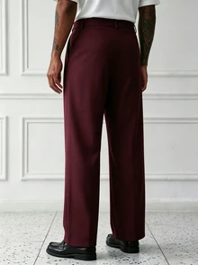 HUEFORM Men's Spring/Summer White INS Style Casual Long Pants - Burgundy - View 2