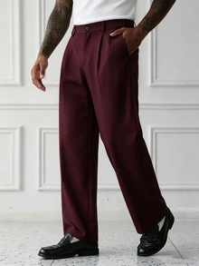 HUEFORM Men's Spring/Summer White INS Style Casual Long Pants - Burgundy - View 4