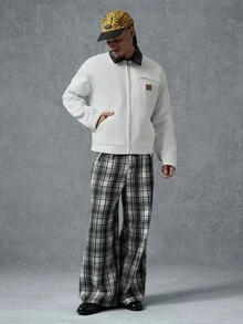 PAVTROS Minimalist Fashion Colorblock Padded Padded Coat For Men, White, Suitable For Daily Casual, Weekend Outings, Music Festivals, Parties And Other Social Occasions - White - View 3