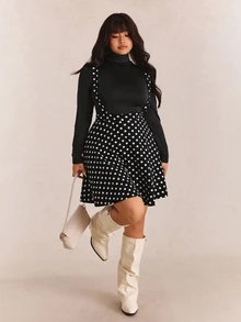CovetEZ Plus Size Romantic Cute Kawaii All White Black And White Slip A-Line Dress, Summer Party Birthday Wedding - Black - View 4