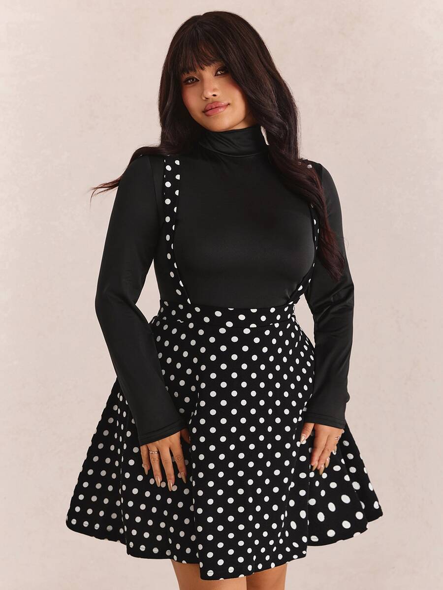 CovetEZ Plus Size Romantic Cute Kawaii All White Black And White Slip A-Line Dress, Summer Party Birthday Wedding - Black - View 1
