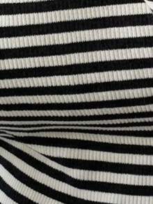 DAZY Women's Striped Short Sleeve T-Shirt Summer Versatile Loose Round Neck Pullover Top - Black - View 10