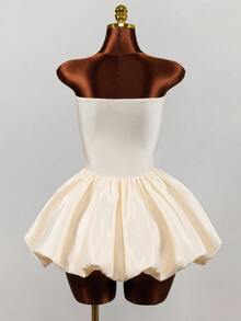 Mistrie Women's Sexy Elegant Party Cocktail Birthday Strapless Fitted Tulip Skirt Wedding All White Summer - Champagne - View 11