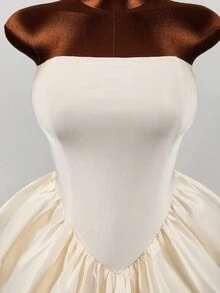 Mistrie Women's Sexy Elegant Party Cocktail Birthday Strapless Fitted Tulip Skirt Wedding All White Summer - Champagne - View 10