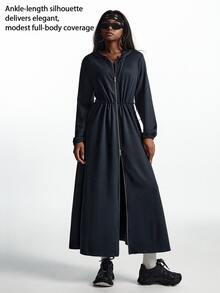 Innovista Innovista Women's Fashion Versatile Zipper Long Sleeve Hooded Sweatshirt - Black - View 2