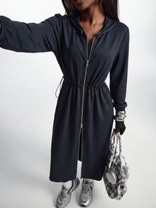 Innovista Innovista Women's Fashion Versatile Zipper Long Sleeve Hooded Sweatshirt - Black - View 11