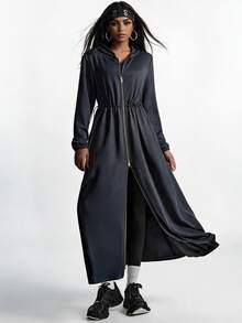 Innovista Innovista Women's Fashion Versatile Zipper Long Sleeve Hooded Sweatshirt - Black - View 18