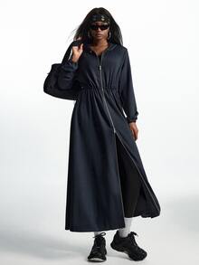 Innovista Innovista Women's Fashion Versatile Zipper Long Sleeve Hooded Sweatshirt - Black - View 14