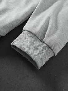 ROMWE MEN Street Life Hoodie Pria dengan Kantong Resleting, Kasual, Serbaguna untuk Pemakaian Sehari-hari - Light Grey - View 4