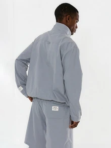 FORM&CHAOS Men's Fall Light Grey Casual Streetwear Baggy Sports Zip-Up Jacket And Loose Shorts Set Beach Vacation - Light Grey - View 4