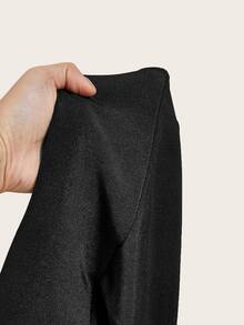 Slaydiva Autumn/Winter New Plus Size Thermal Lined Wide Waistband Leggings - Black - View 7
