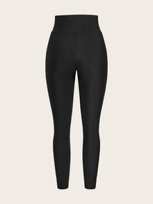 Slaydiva Autumn/Winter New Plus Size Thermal Lined Wide Waistband Leggings - Black - View 3