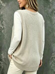 Balvessa Women's Solid Color Casual Versatile Everyday Knit Top - Grey - View 2