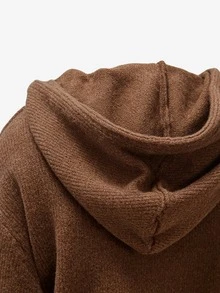 Sundraya Hooded Zip-Up Crop Top 2026071303#Blended Faux Rabbit Fur Thermal Lined Color 01#Luxurious - Brown - View 5