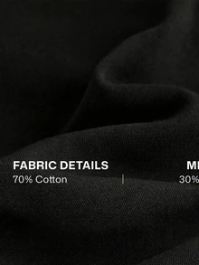 Merionis Men's Loose Casual Minimalist All-Cotton Black Short Hoodie, High-Quality Store Style - Black - View 3