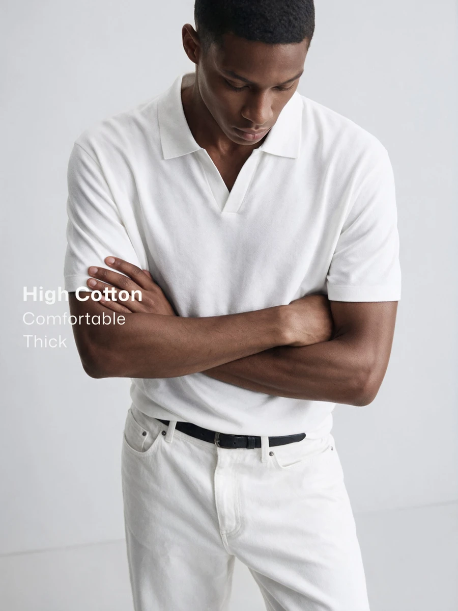 Merionis Men's High Cotton Content Solid Color Versatile Short Sleeve Polo Shirt For Business Birthday Graduation And Office White Summer Casual Basic - White - View 1