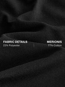 Merionis 男士素色單排扣休閒日常短袖 Polo 衫 - 黑色 - 查看 5