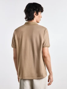 Merionis Men's High Cotton Content Soft And Comfortable Khaki Button Half-Placket Short Sleeve Polo Shirt Birthday Office Vacation Workout Summer Casual Modest - Khaki - View 2