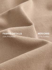 Merionis Men's High Cotton Content Soft And Comfortable Khaki Button Half-Placket Short Sleeve Polo Shirt Birthday Office Vacation Workout Summer Casual Modest - Khaki - View 4
