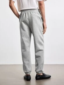Merionis Men's High Cotton Content Soft And Comfortable Standard Size Fleece Lined Pocket Casual Basic Streetwear Sweatpants Gym Jogging Light Grey Winter - Light Grey - View 3