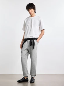 Merionis Men's High Cotton Content Soft And Comfortable Standard Size Fleece Lined Pocket Casual Basic Streetwear Sweatpants Gym Jogging Light Grey Winter - Light Grey - View 9