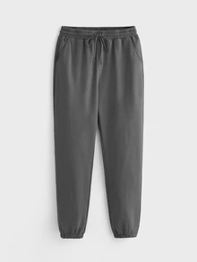 Merionis Men's High Cotton Content Soft And Comfortable Casual Versatile Thermal Lined Sweatpants Gym Work Dark Grey Winter - Dark Grey - View 3