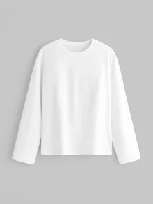 Merionis Kaos Lengan Panjang Polos Kasual Serbaguna untuk Pria - Putih - View 4