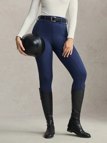 Activina 女款高腰口袋休閒日常馬術緊身褲 海軍藍 優雅運動透氣時尚休閒高腰四季外穿日常穿著 - 藏蓝色 - 查看 7