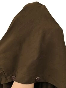 SHEIN LUNE Plus Size Casual Hooded Long Jacket With Large Pockets Fall Winter Cloth For Women Autumn - Brown - View 3
