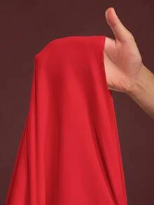 Veslaya Spring/Summer New Arrival Vacation & Commute & Casual White Loose Short Sleeve V-Neck Pleated A-Line Maxi Shirt Dress For Plus Size Women - Red - View 10